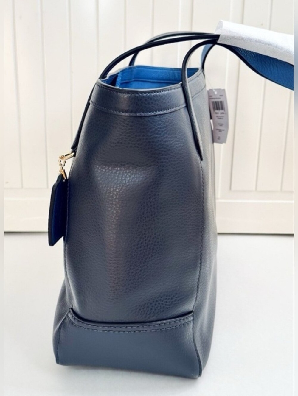 Coach C4063 Reversible City Tote Midnight Sky Blue Pebble Leather Shoulder Bag - Picture 4 of 7